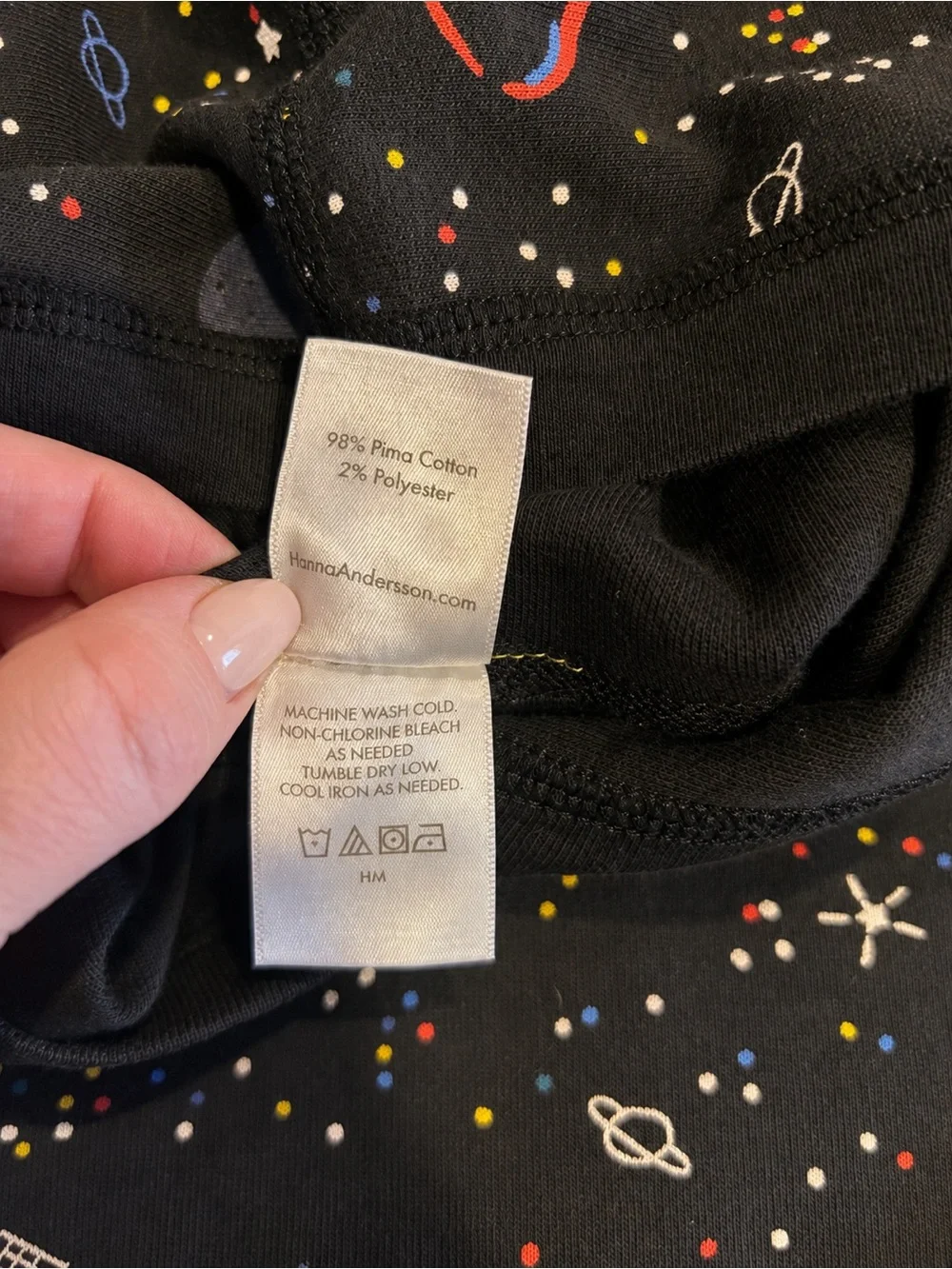Hanna Andersson Space Rocket Hoodie Size 6-7 Black Pima Cotton